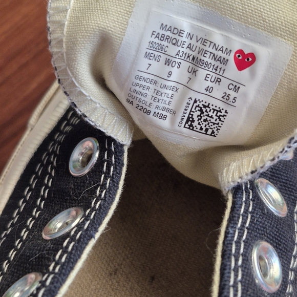 Comme Des Garcons Converse Womens 9 Black Low Top Sneakers - Picture 9 of 12